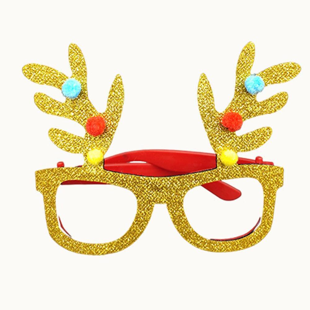 Рождественские мультяшные очки — подарки для взрослых и детей с изображением Санты, снеговика и рогов оленя
