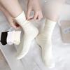 10 Pairs of White Pile Socks, Women's Mid-calf Cotton Socks, Trendy Spring and Autumn Styles, Summer Loose Mooncake Long Socks, Autumn and Winter