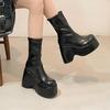 High Heels Ankle Women's Boots Wedges Designer Platform Shoes  Goth Walking Chelsea Boots New Leather Elegant Ladies Boots