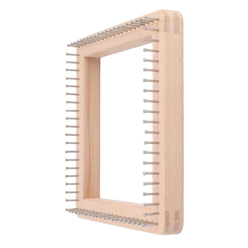 Mini Square Knitting Tool with Hooks Wooden Crochet Board for Weaving Mat Hairband Blanket Sock