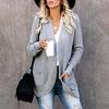Fall and Winter Women's Solid Color Cardigan, Casual Knit Cardigan with Pockets Commuter Style Sweater