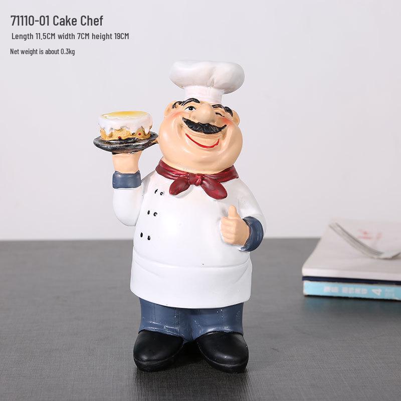 European Chef Figurine - Decorative Ornament for Home, Cafe, Cake Shop, or Living Room