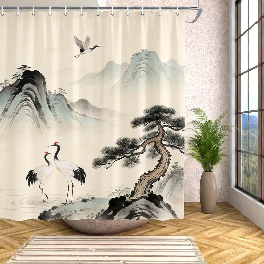 Spiral Galaxy in Deep Space with Asteroids Waterproof Shower Curtain for Cosmic Bathroom Decor