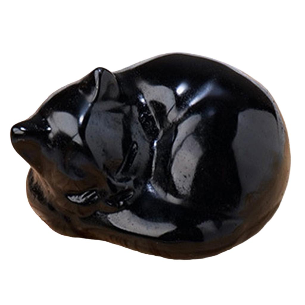 Натуральный кристалл спящая кошка резьба кристаллы спящая кошка статуэтка ручная работа каменное искусство фигурка для домашнего декора подарок