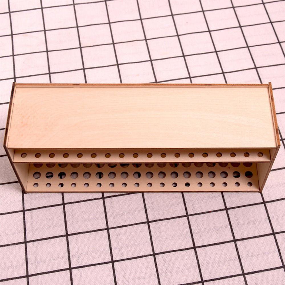 67 Holes Watercolor Brush Rack Wooden Frame Desk Organizer Simple Paint Brush Holder Art Supply