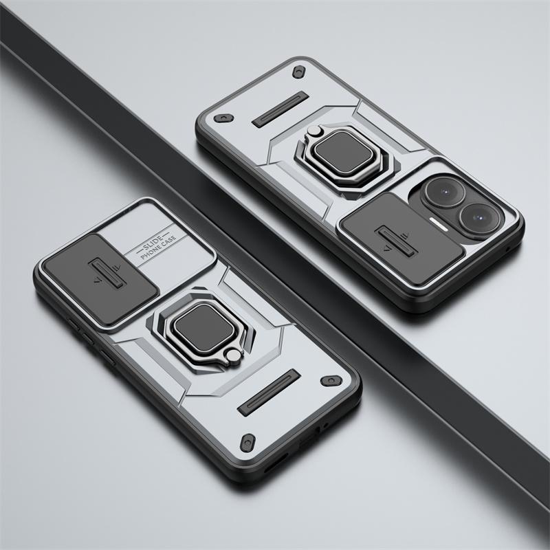 Противоударный чехол Armor для Xiaomi Poco F7 5G Защитная крышка Кольцо Магнитная подставка-держатель Coque Fundas Capa
