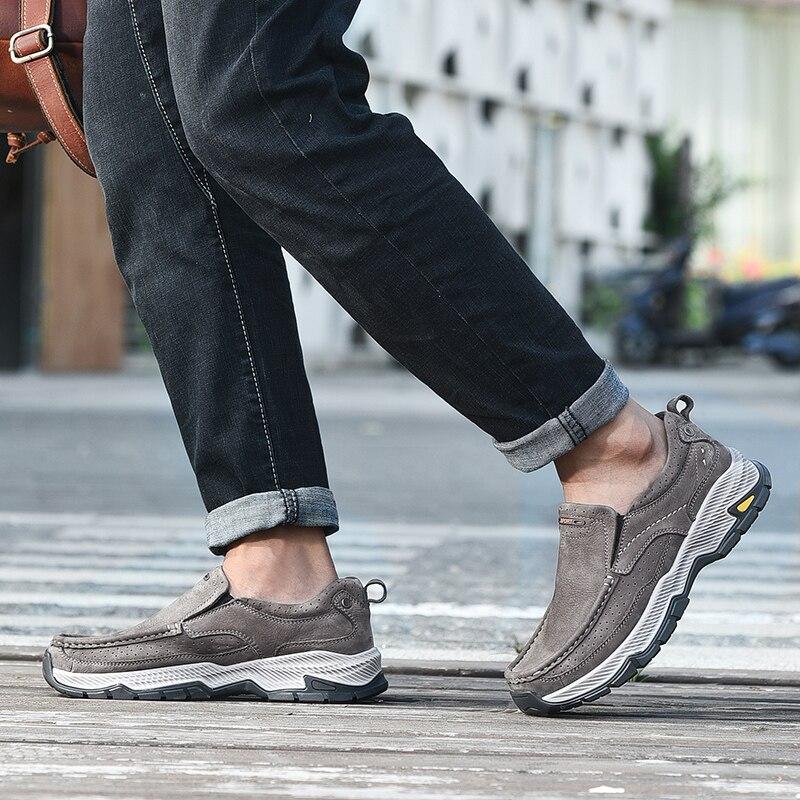 Men Loafers Fashion Slip On Boat Shoes Genuine Leather Loafers Walking Casual Shoe For Work Office Male Outdoor Shoes Men