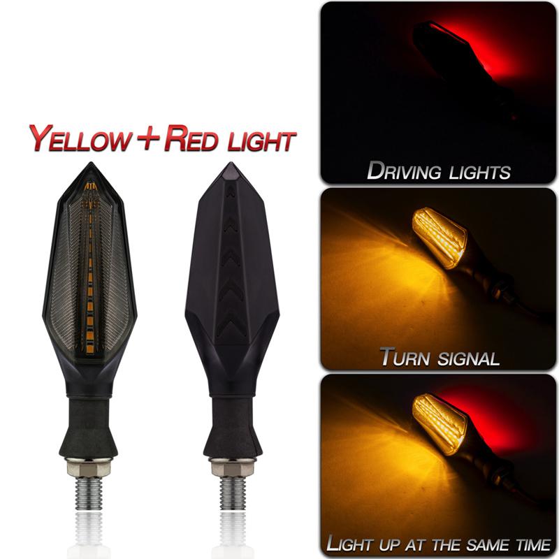 17LED Motorcycle Turn Signal Lamp Sequential Flowing Flash Indicator Lights Amber Running Light Arrow Turn Signals Lamps