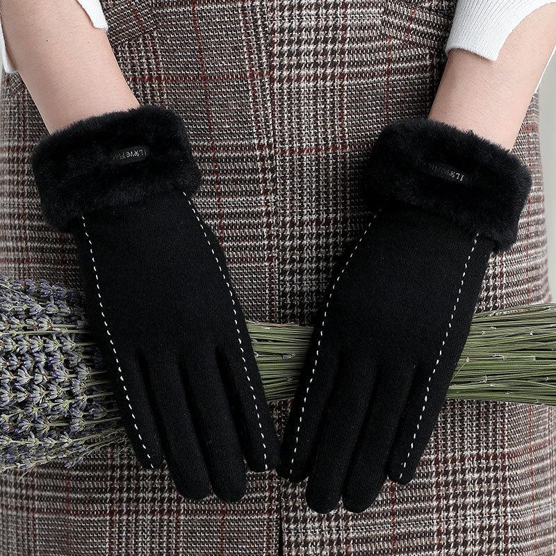 Кашемировые перчатки женские зимние теплые шерстяные плюс коралловый флис пальцы женские морозостойкие зимние теплые перчатки