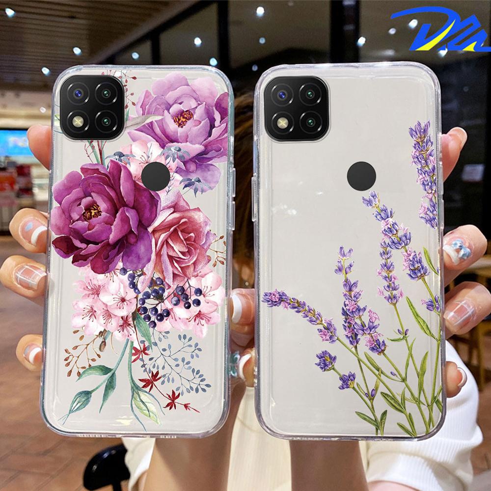 Прозрачный для Xiaomi Redmi 9C 9 9A 9T 10A Чехол Силиконовый Розовый Цветок Масляная Живопись Лавандовый Чехол для Телефона Для Redmi9C NFC