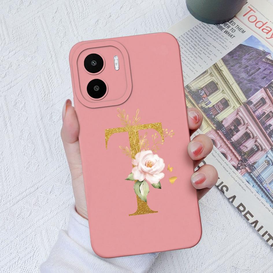 Phone Case For Xiaomi Redmi K60 Pro K60E K50 K40 K30S Ultra Back Cover Luxury Flower Letters Matte Couple Soft Silicone Shockproof For Redmi Bumpers