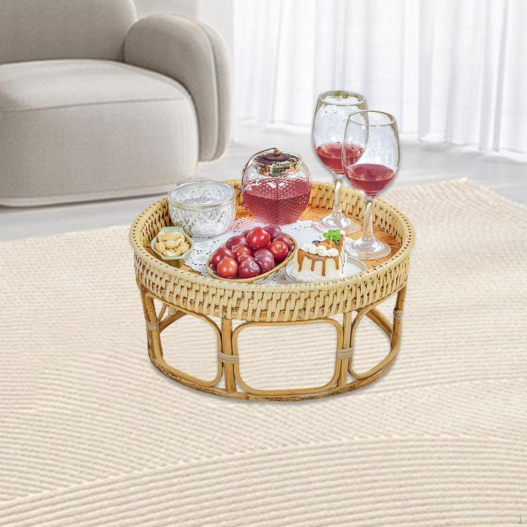 Эркерный ротанговый приставной столик журнальный современный орнамент ретро стиль маленький чайный низкий