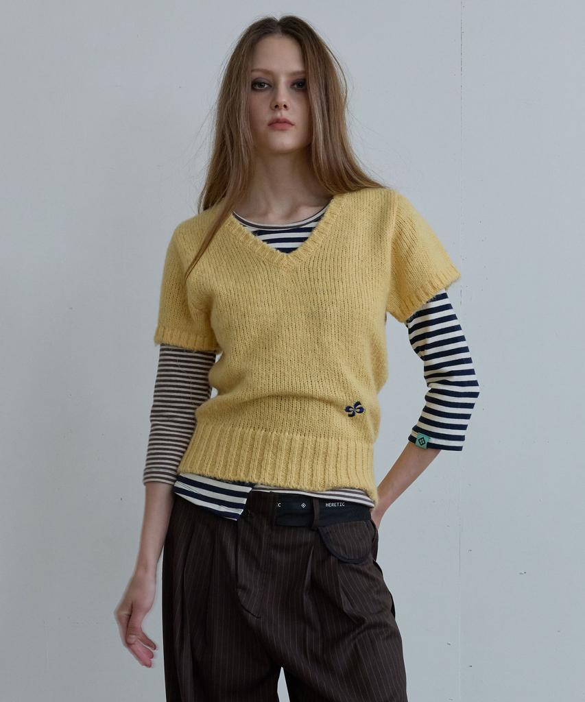 HERETIC Button V-Neck Knit / Yellow