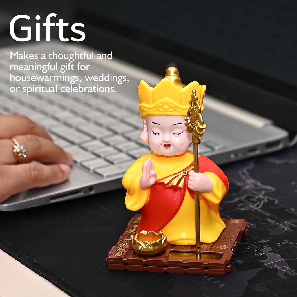 Фигурка монаха для приборной панели автомобиля, дома и офиса – Статуя Будды с вращающейся головой – Украшение фэн-шуй для мира, позитива и удачи в подарок