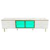 TV Storage Cabinet with LED Light 4 Drawers Spacious Countertop High-Gloss Television Stand Painting Mid Century Modern Living Room Furniture