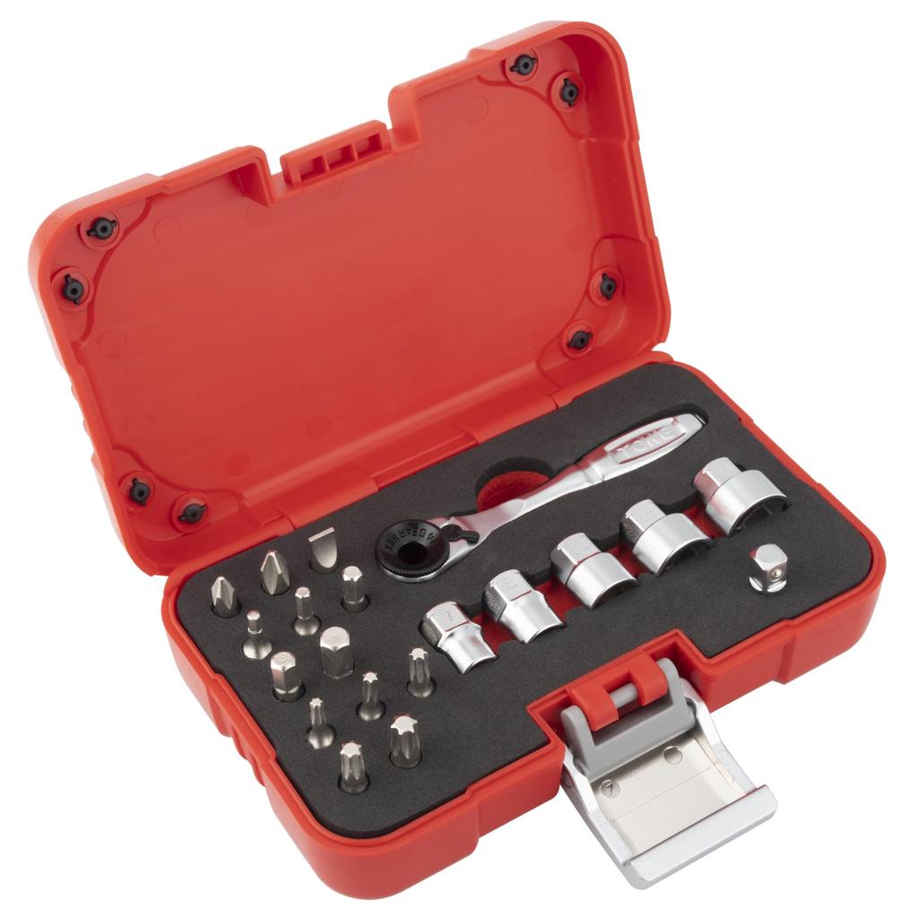 TONE Socket Bit Set SBHC220P Bit Insertion Red Contents 19 Items &6.35mm (1/4")