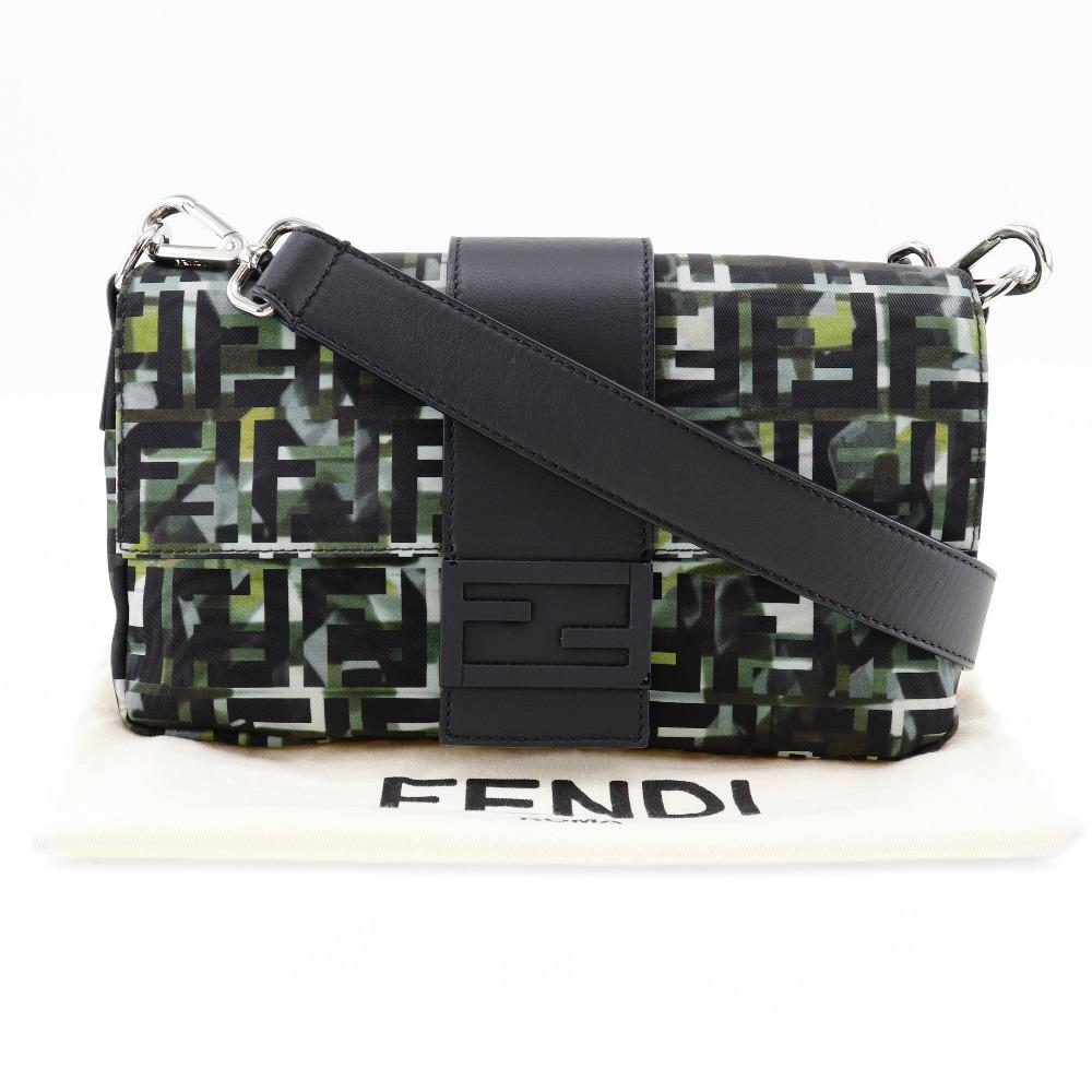 Fendi Сумка-ведро Mamma через плечо 7VA472 3WAY Клатч с принтом Zucca Камуфляж черный нейлон унисекс Б/у