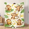 Fflannel Blanket 1pc Monkeys Enjoying Bananas Scene Soft Comfortable and Warm This Nap Blanket/sofa Blanket Is Suitable for All Se