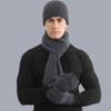 Мужской зимний теплый комплект: шапка, шарф, перчатки