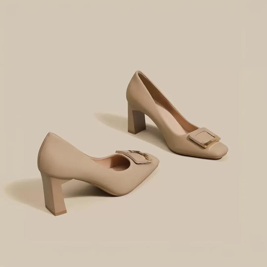 Женская обувь классическая круглая носочная коричневая кожаная без шнуровки квадратный каблук туфли женские крутые комфорт рабочие туфли ab693