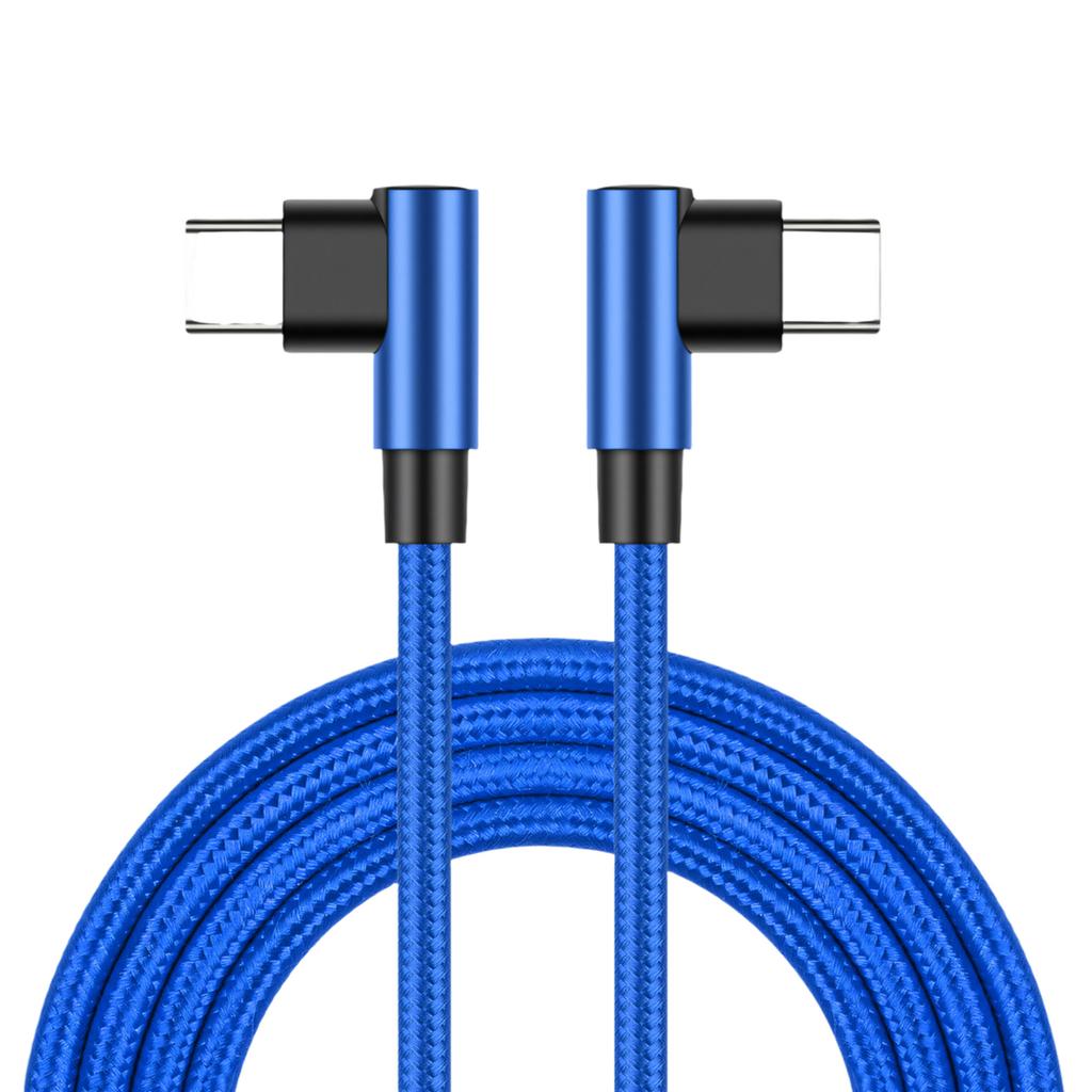 Быстрое зарядное устройство USB C мощностью 60 Вт с двумя угловыми разъемами 90 градусов и прочной нейлоновой оплеткой повышает совместимость устройств