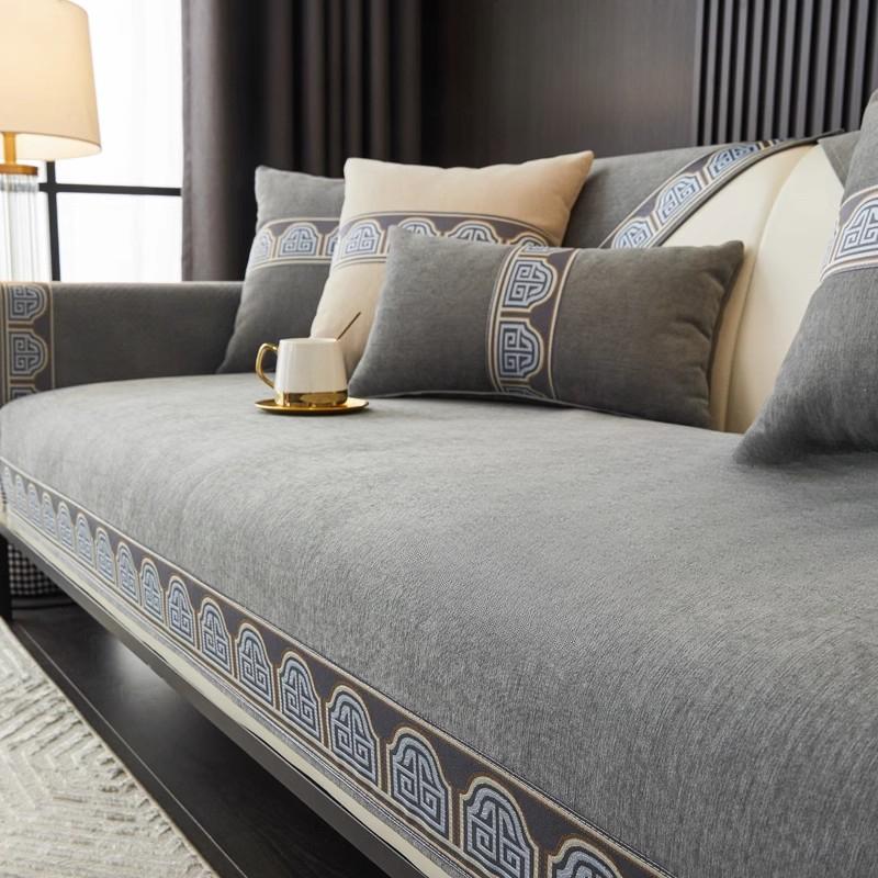 Однотонный чехол на диван из шенилла в китайском стиле, декор для гостиной на все сезоны, нескользящий чехол на диван, диванное полотенце, коврик для дивана