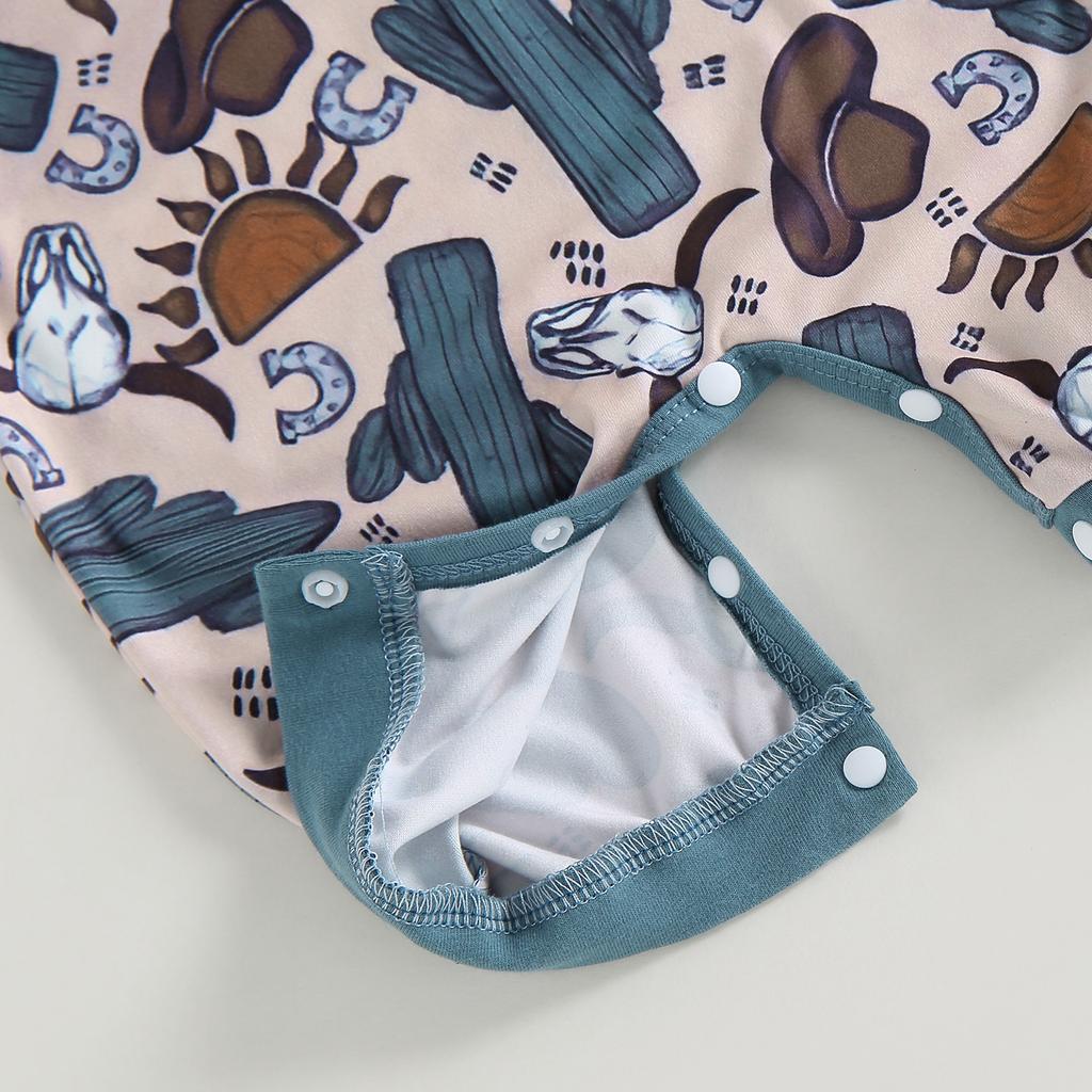 Baby Boys Summer Jumpsuit Casual Bull Head Print Short Sleeve Romper for Newborn Infant