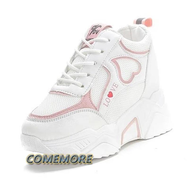 Высококачественные женские кроссовки на платформе 2024 года, новые повседневные туфли на толстой подошве, женская модная спортивная обувь со шнуровкой из сетки, осень
