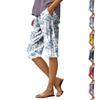 Women's Fashion Printed Pocket Elastic Waist Casual 5/10 Pants