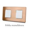 Włącznik światła podwójny biały krzyżowy stal szczotkowana pvd copper