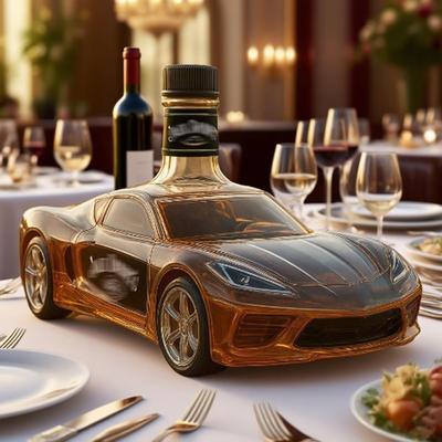 Стеклянная бутылка 300 мл в форме автомобиля с ручной работы пробкой из смолы Декоративный контейнер для демонстрации для домашнего бара Офиса Хранение Многоцелевое использование
