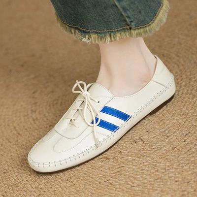 Krazing Pot Cow Skin Round Toe Размер 43 Плоские модные кроссовки ручной работы на шнуровке для отдыха Удобные легкие осенние кроссовки