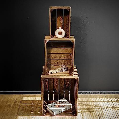 Caisse de rangement en bois Wengé - CREATIVE DECO - 40 x 30 x 15 cm - Vintage