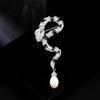 Винтажная булавка из пресноводного жемчуга, брошь в виде зодиакальной змеи, изысканный пиджак высокого класса, аксессуары из нишевого циркония