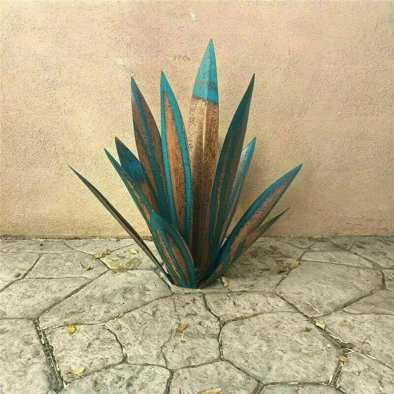 New DIY Metal Art Tequila Rustic Sculpture 9 leaves Garden Yard Sculpture Home Decor