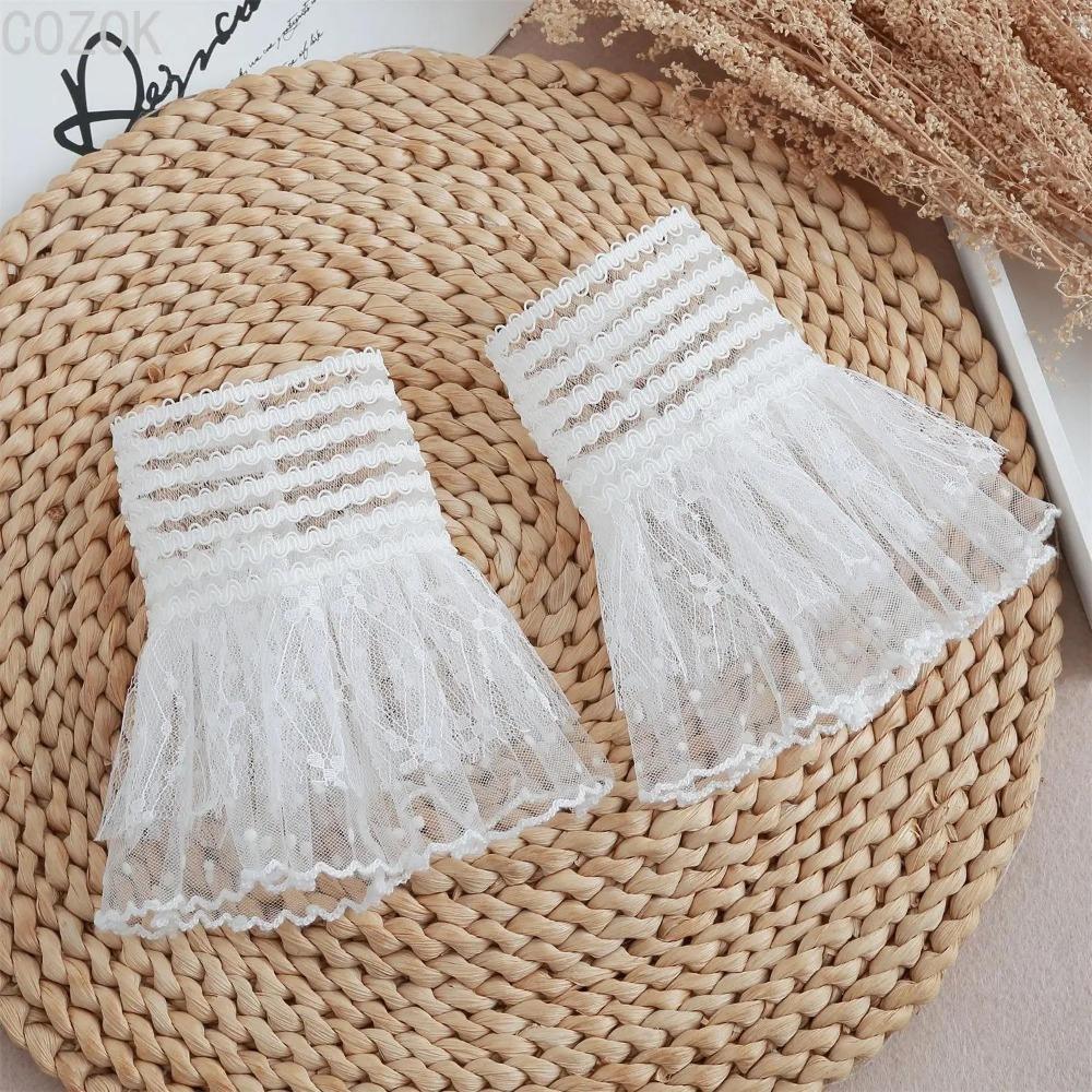 DIY Detachable Cuffs Cuff Extension Embroidery Lace Daisy Fake Sleeves Elastic Wild Wrist Pleated Organ Lolita Fake Sleeves