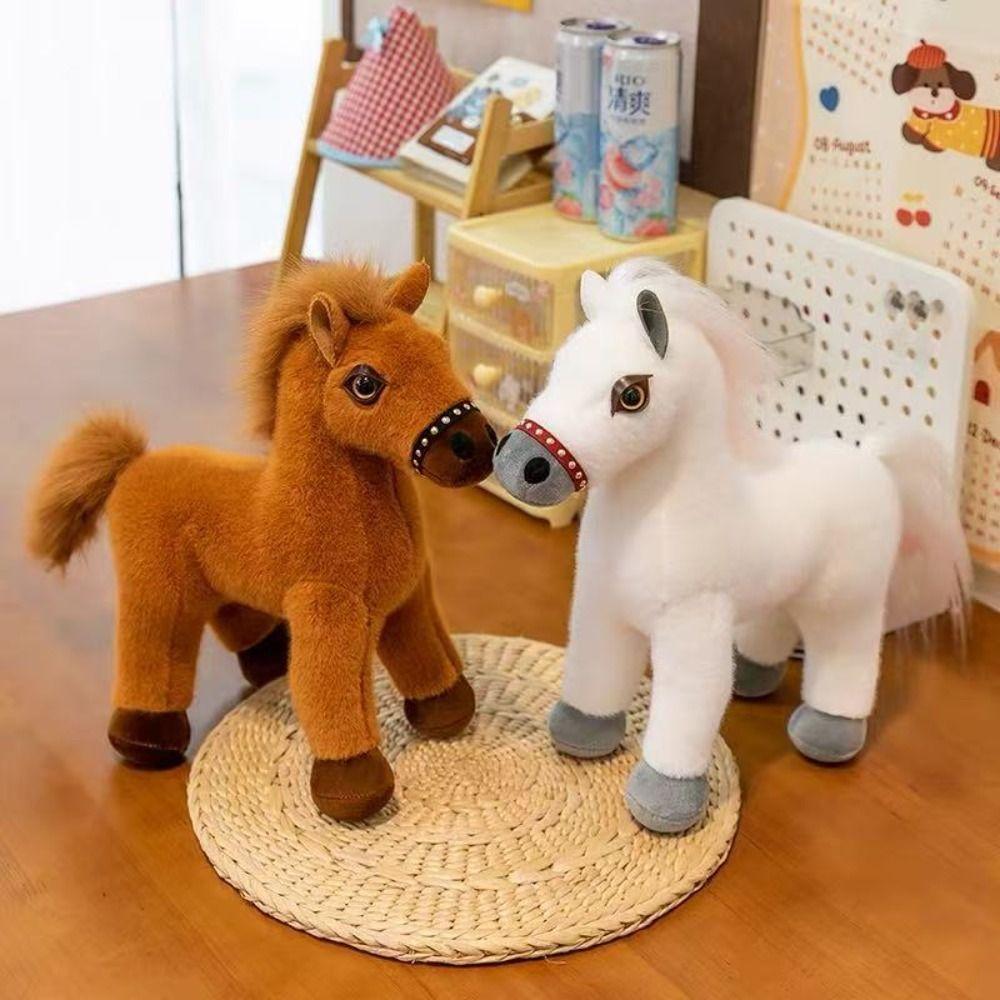 Simulation Pony Plush Toys Long Mane Cartoon Horse Stuffed Toy Room Decoration
