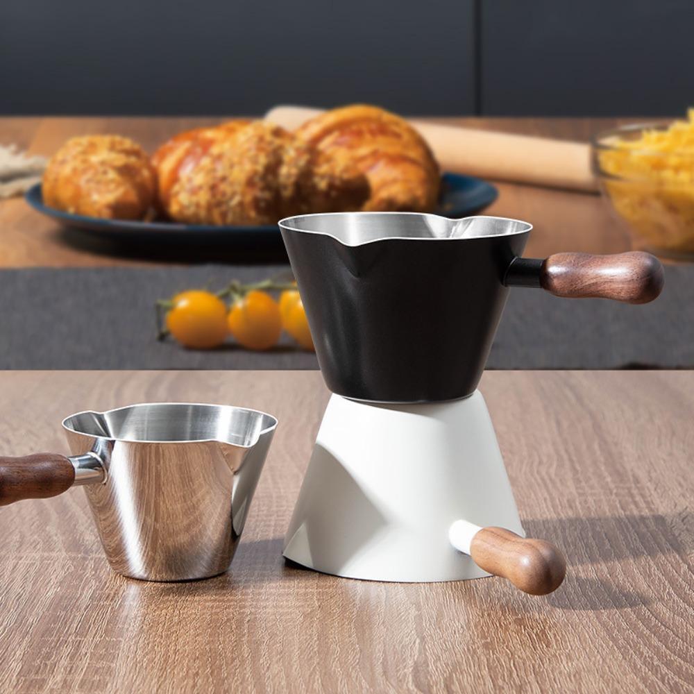 304 Stainless Steel Coffee Extraction Cup Walnut Handle Coffee Pouring Cup Dosing Cup Restaurant