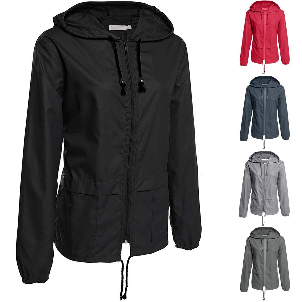 Модная женская однотонная куртка на молнии с капюшоном на открытом воздухе, солнцезащитный крем, свободное пальто, блузка