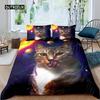 Пододеяльник Galaxy Cats для женщин и детей, комплект постельного белья с 3D-кошками, милый комплект постельного белья с изображением животных, чехол для пододеяльника Galaxy Microfiber Quilt Cover