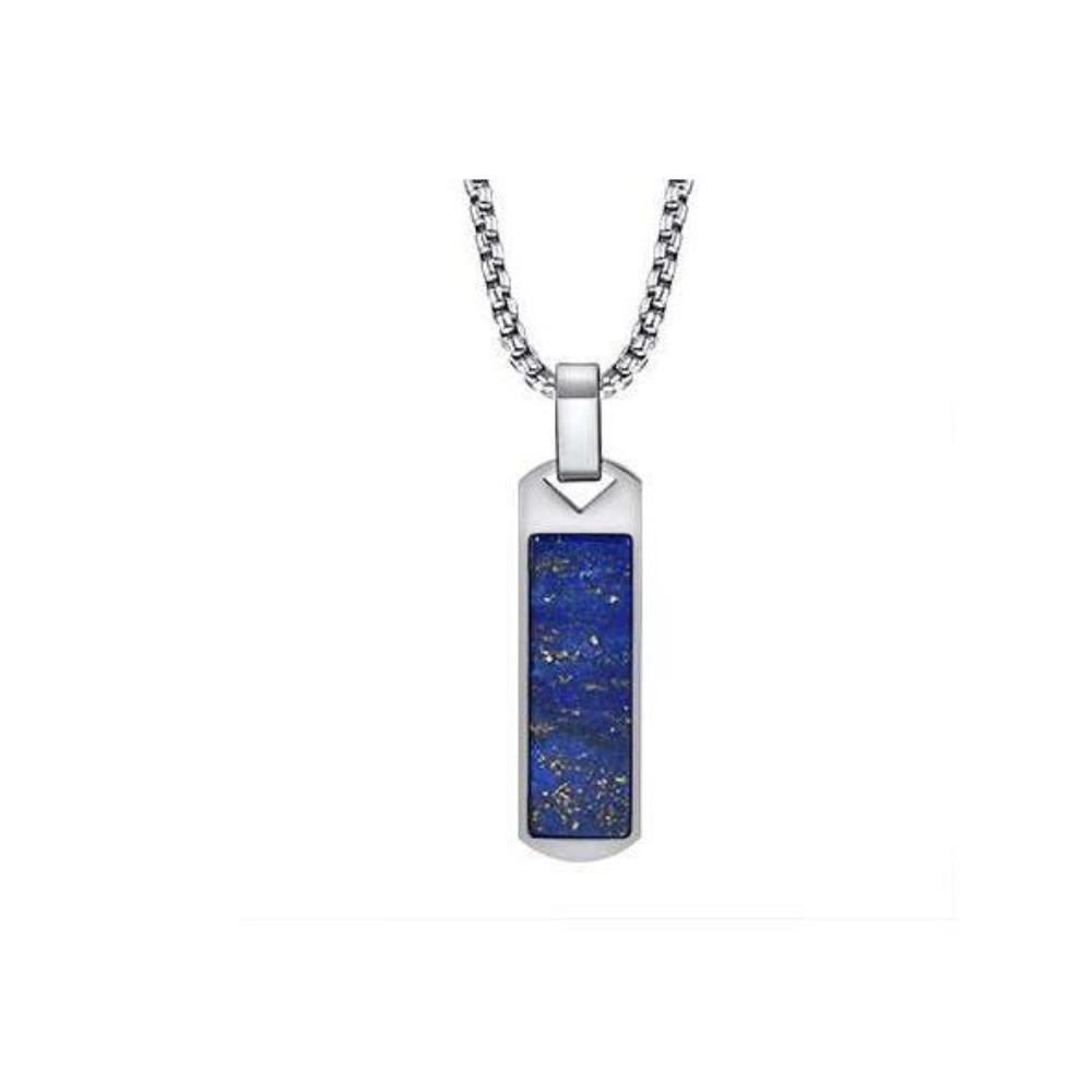 Trendy Lapis Lazuli Pendant Minimalist Stainless Steel Necklace Fashion Pendant Necklace Men