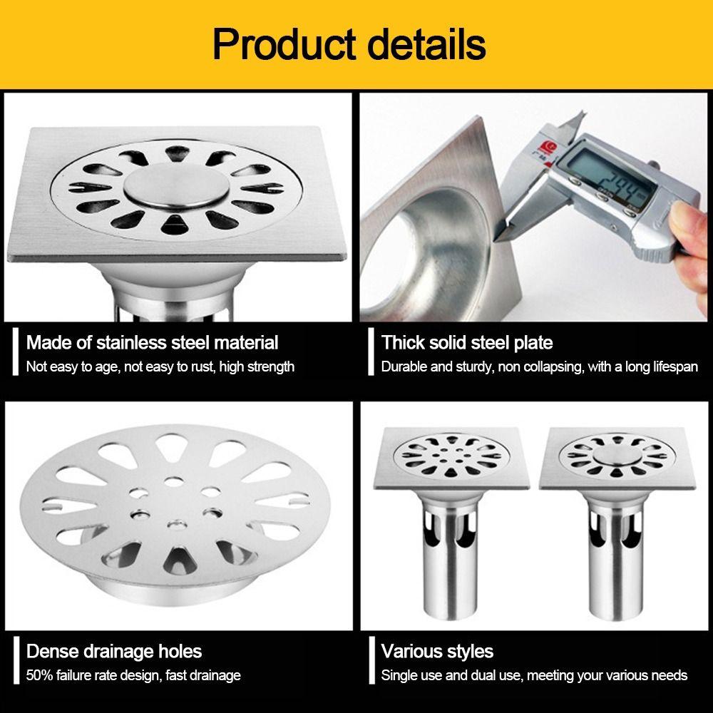 Square Sink Strainer Stainless Steel Drain Filter  Bathroom Washing Machine Accessories