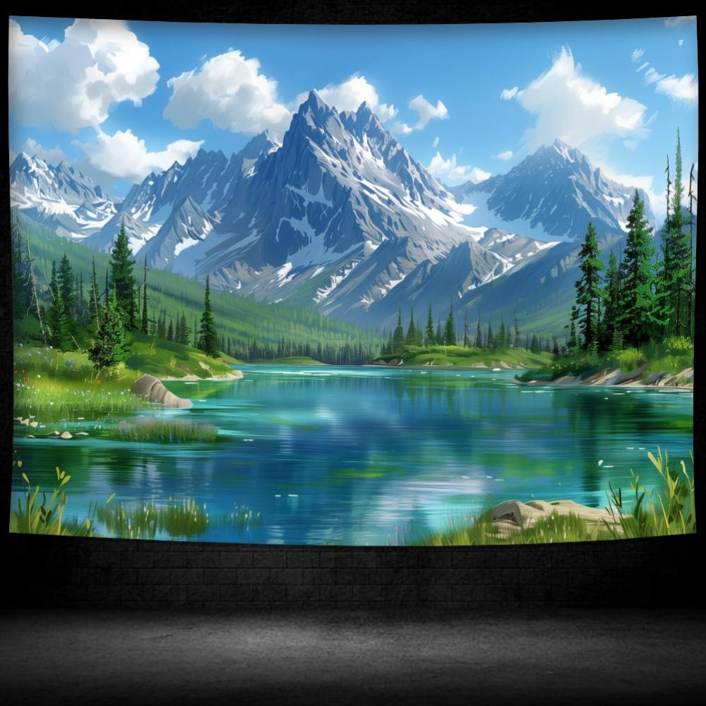 2D plane landscape scenery suitable for decorating living room and bedroom astonishing natural background polyester fiber