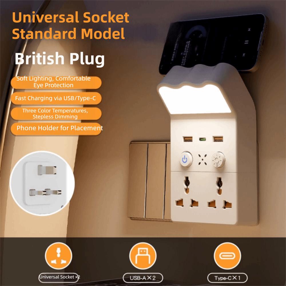 Universal Socket Plug in Night Light Warm White LED Outlet Power Strip Socket Wall Lamp  Dormitory