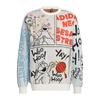 Adidas X Sesame Street Cartoon Alphabet Print Crew Neck Knit Sweater Unisex Tops Beige HD7294