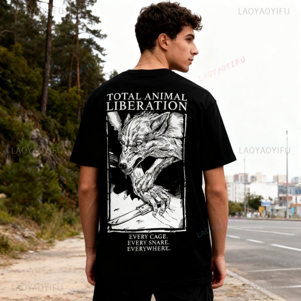 Total Animal Liberation Vegan Animal Rights Shirt Punk Style Men Women Backprint Tshirt Harajuku Vintage Oneck Hot Sale Tops