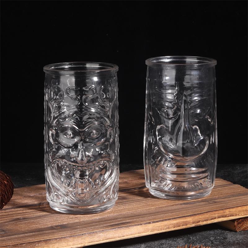 Creative Tiki Ghost Face Cocktail Glass, Juice Cup, Smoothie Cup, Zombie Idol Design