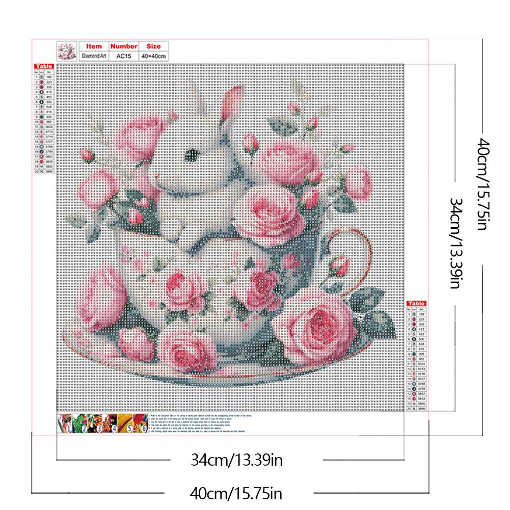 Набор для алмазной живописи «Кролик и цветы» (5D) с полным заполнением алмазами для украшения дома.