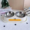 Stainless Steel Elevated Pet Feeder Anti Slip Pet Drinking Bowl with Stand  Neck Protection