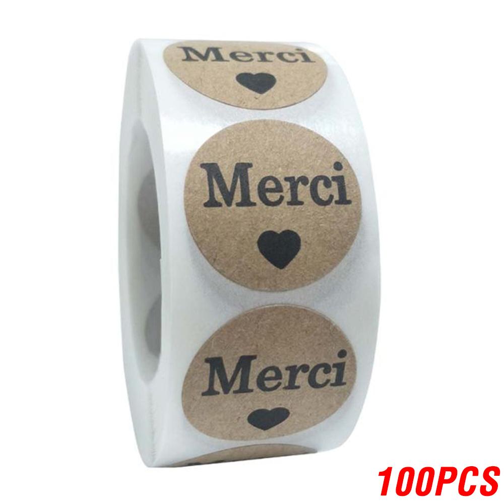 100-500 шт. Крафт-наклейки Merci Французские наклейки Спасибо Наклейки-печать для подарочной упаковки Конверта Канцелярские наклейки